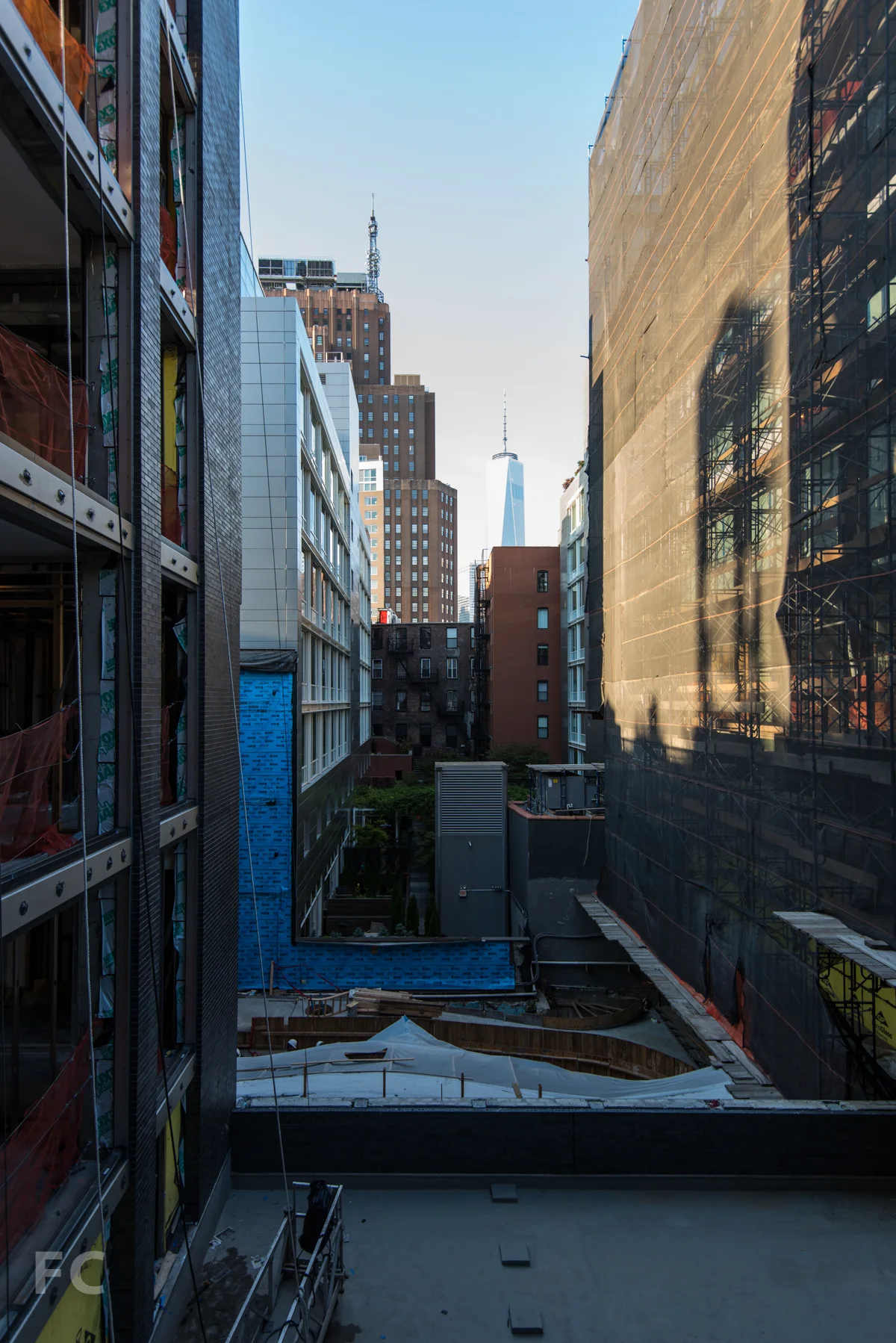 Looking south to Lower Manhattan from the kitchen balcony of the A unit.
