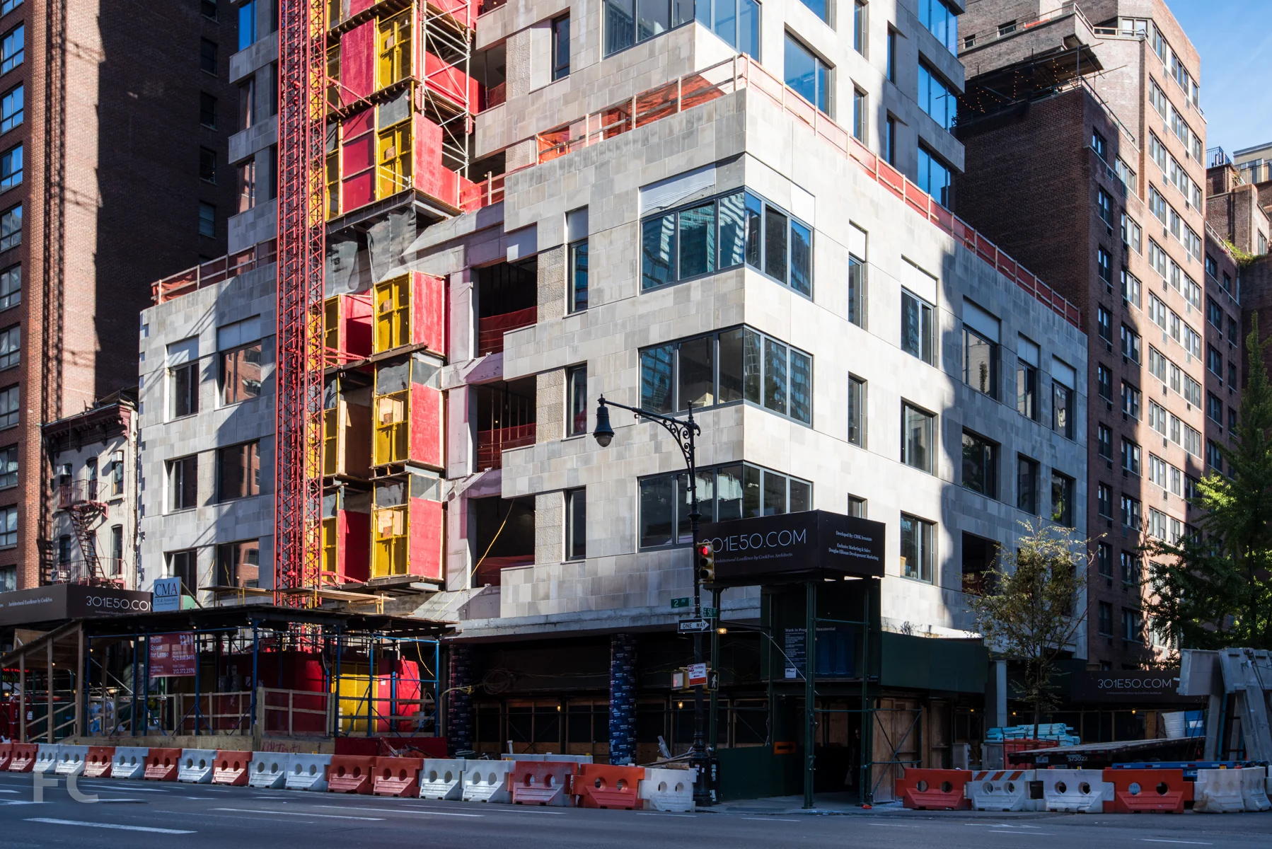 Southwest corner of the podium from 2nd Avenue.