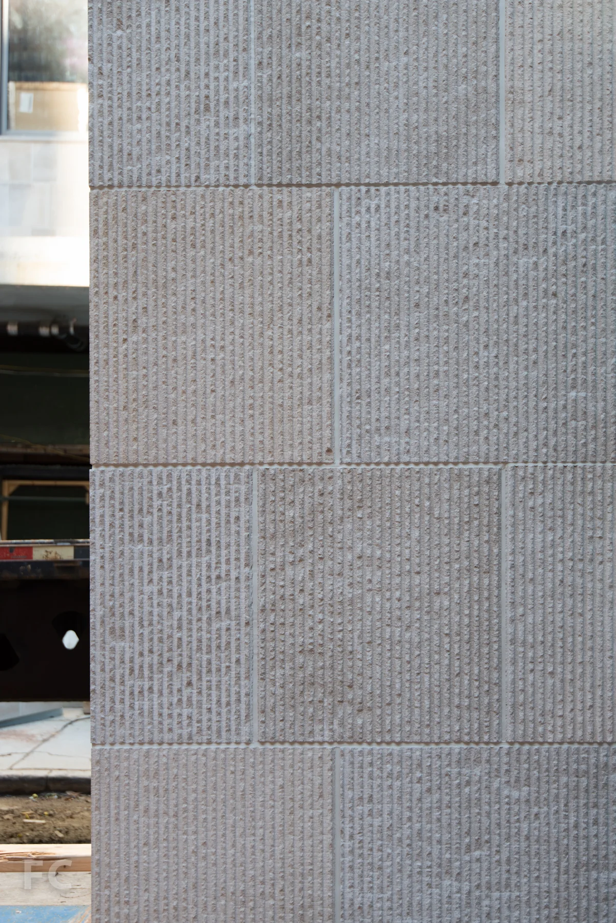 Limestone façade panel detail.