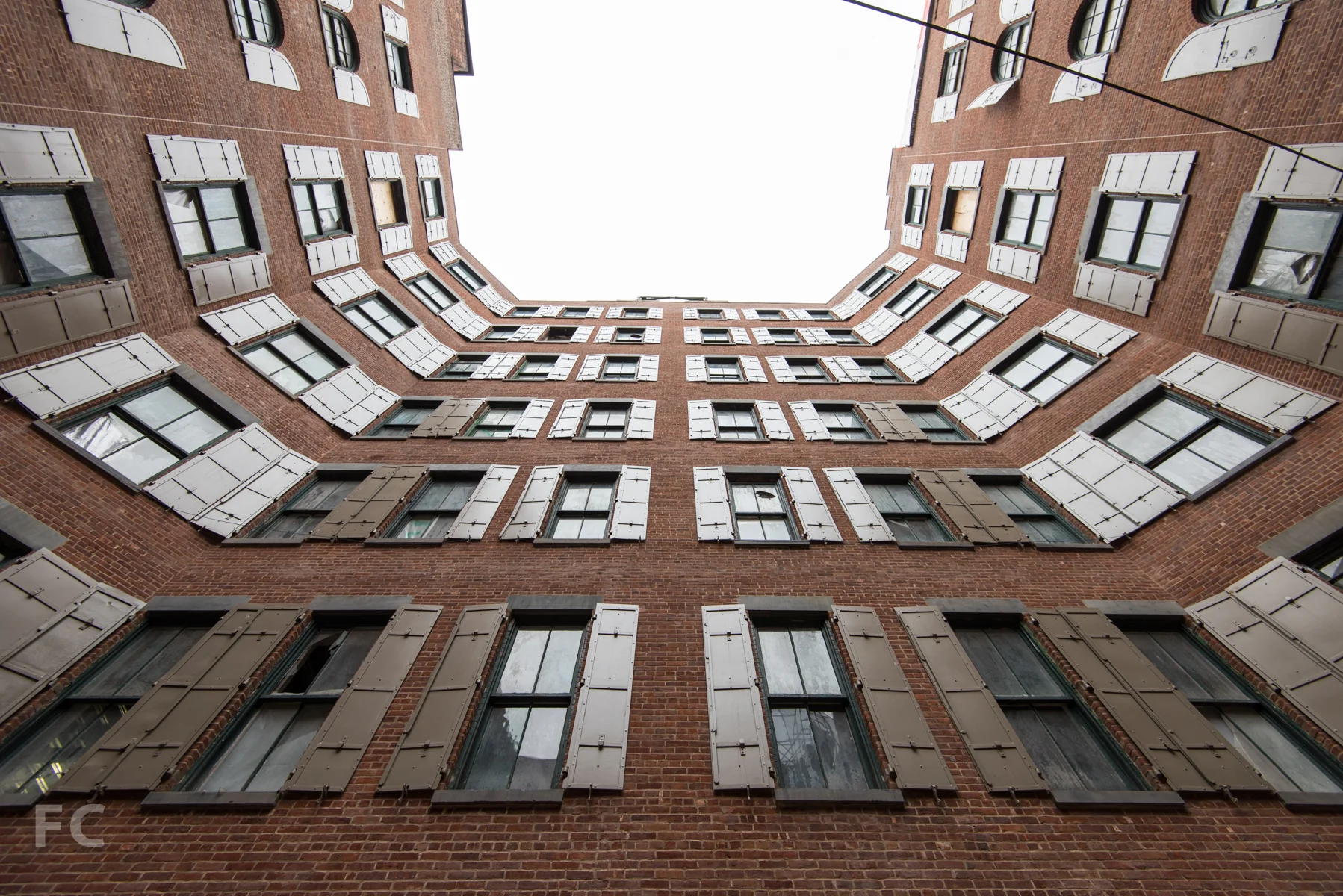 East facade of interior courtyard.