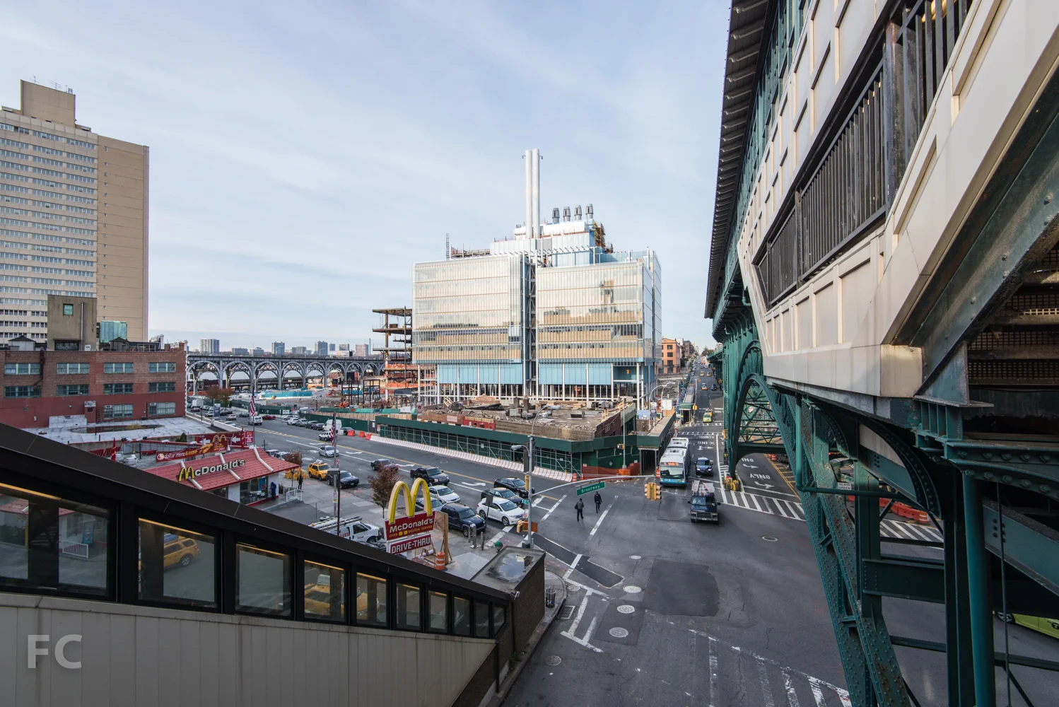 South facade of the Science Center from the 125th Street subway station.