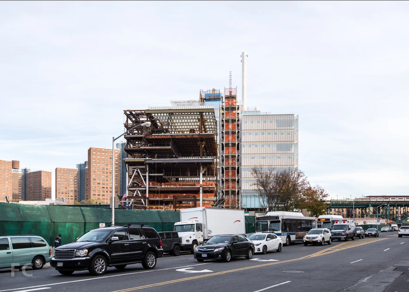 West facade of the Science Center (right) and Center for the Arts (left) from West 125th Street.