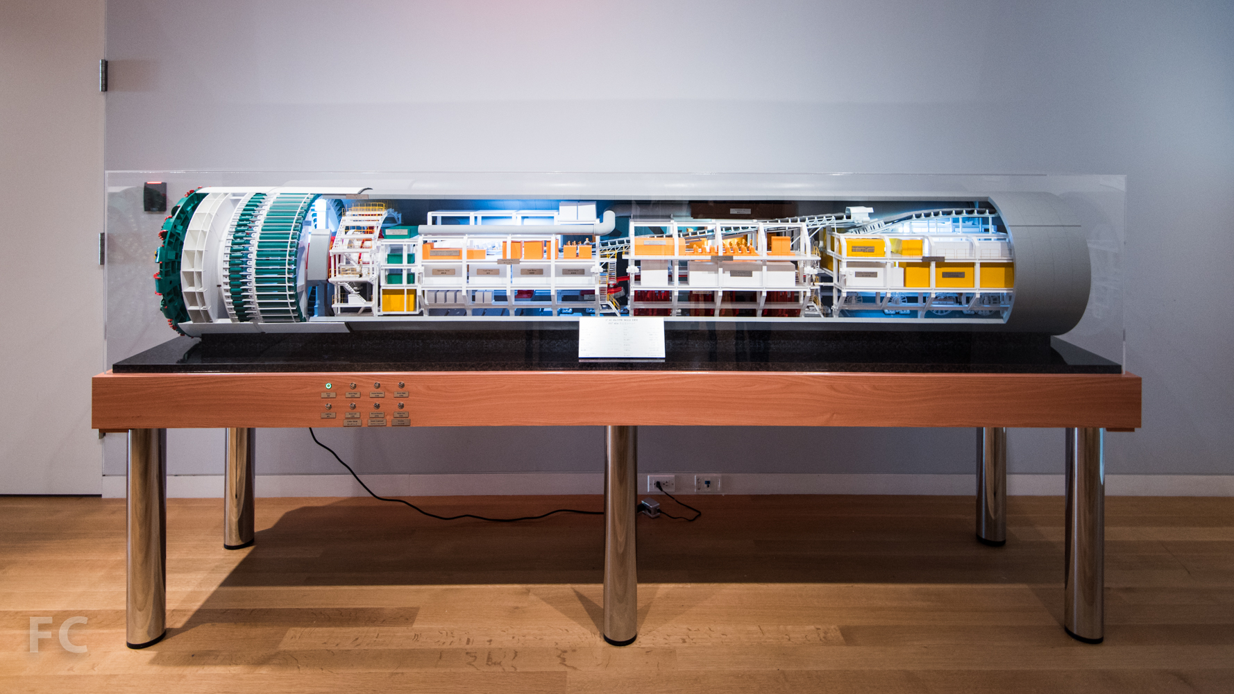 Scale model of a tunnel-boring machine.