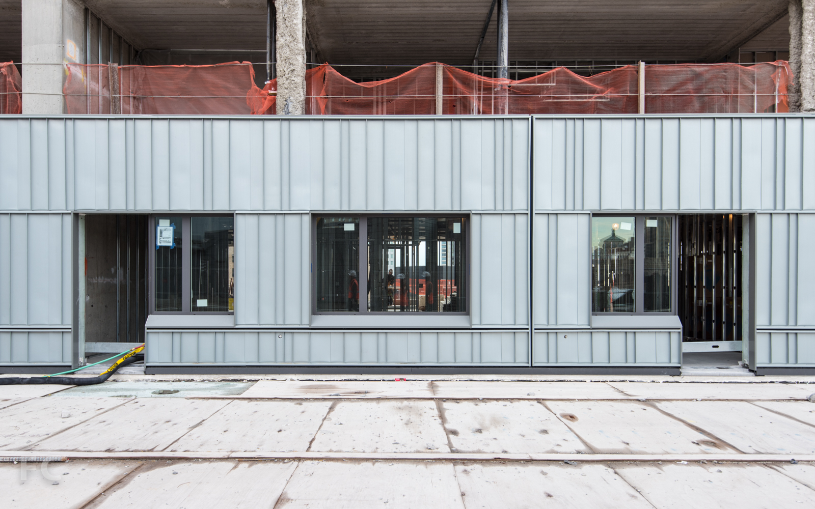Detail of the facade on the Phase Two affordable housing tower.