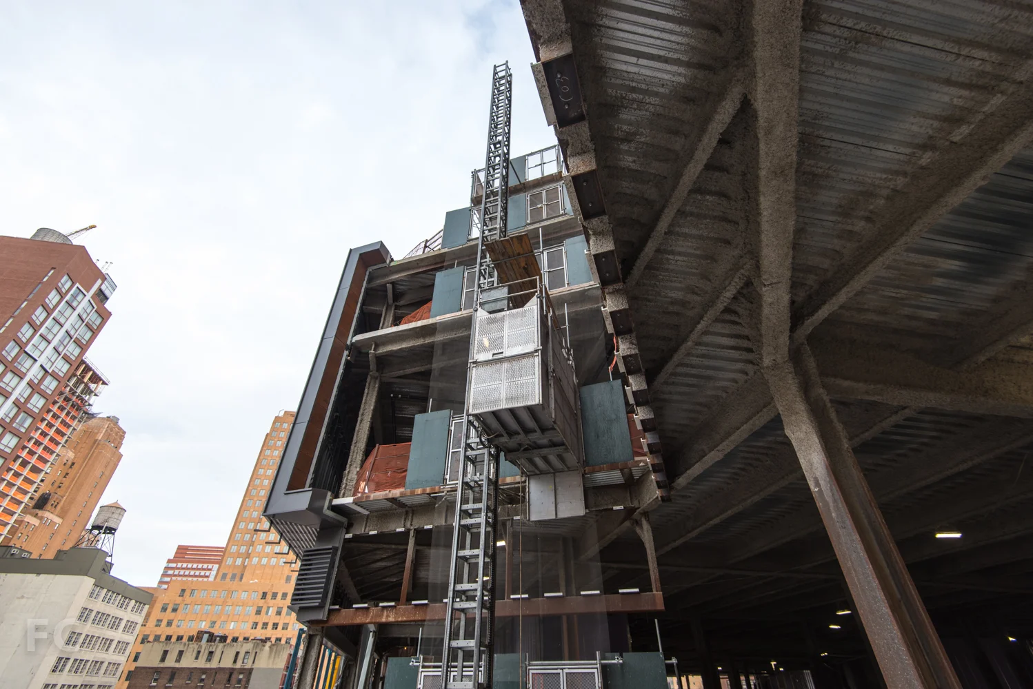 Detail of Phase Two's west retail facade.