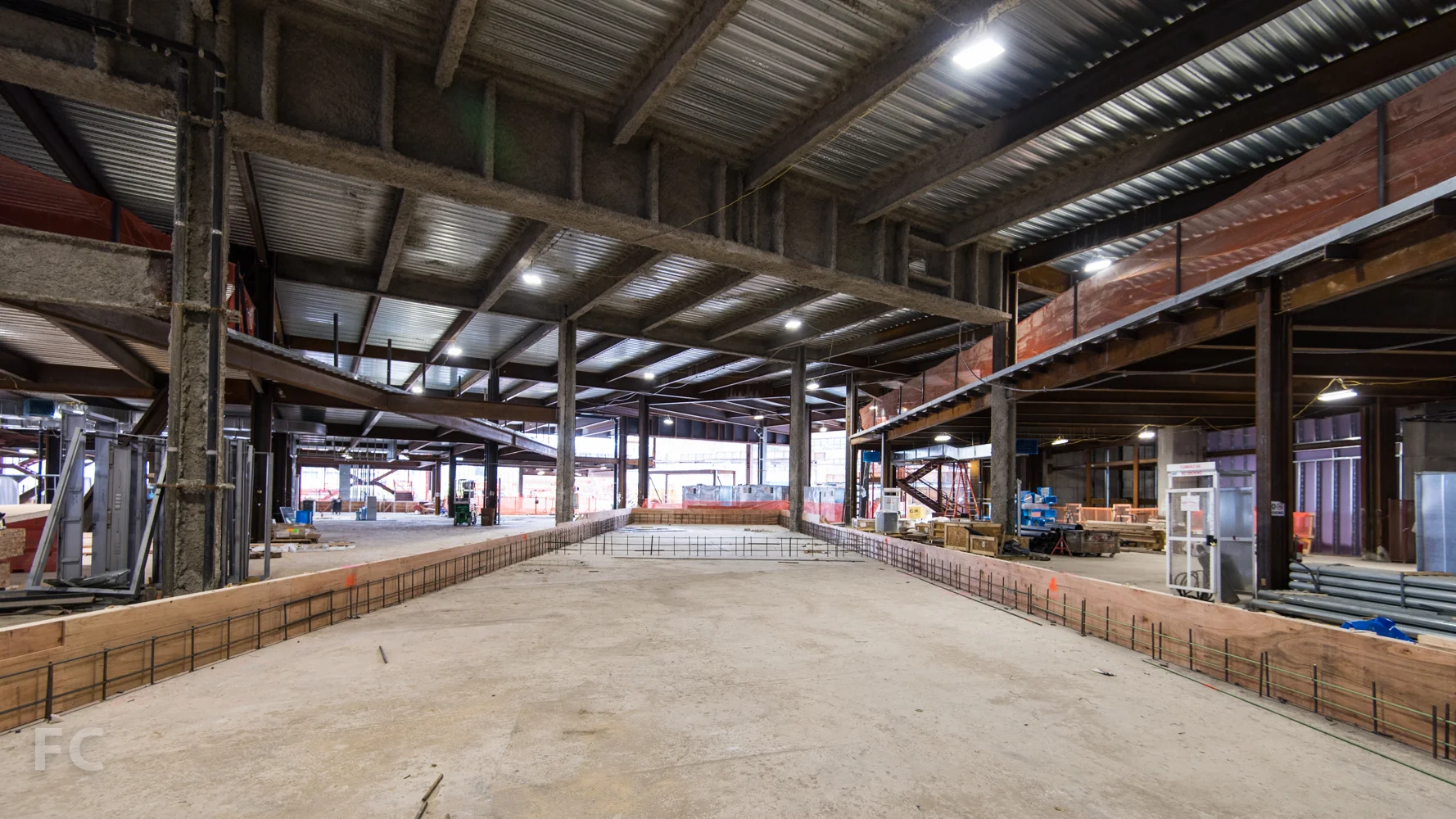 Interior street of the ground floor retail of Phase Two.
