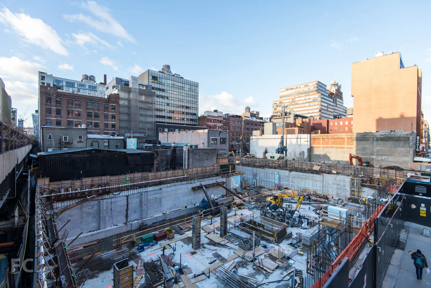Northeast corner of the site from the High Line's West 28th Street stairs.