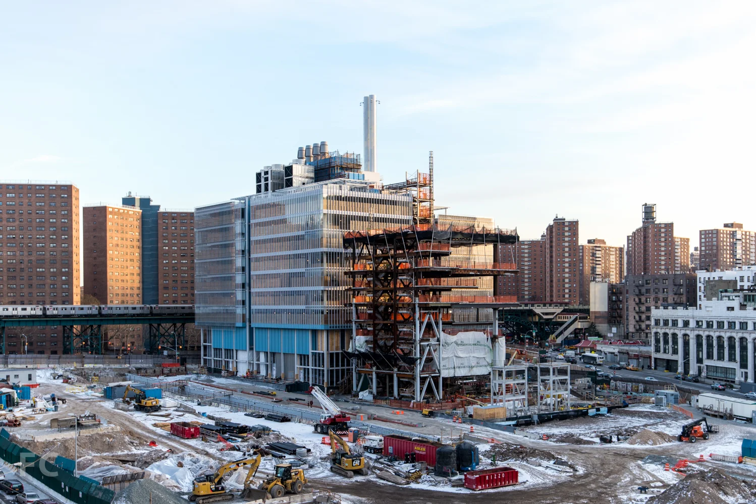 Northwest corner of the Science Center (left) and the Center for the Arts (right) from Riverside Drive.
