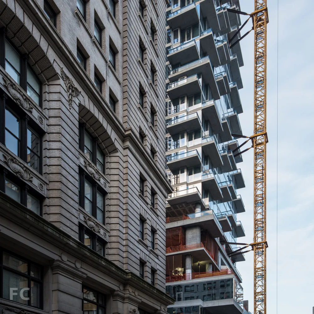 Northeast corner detail from Leonard Street. 