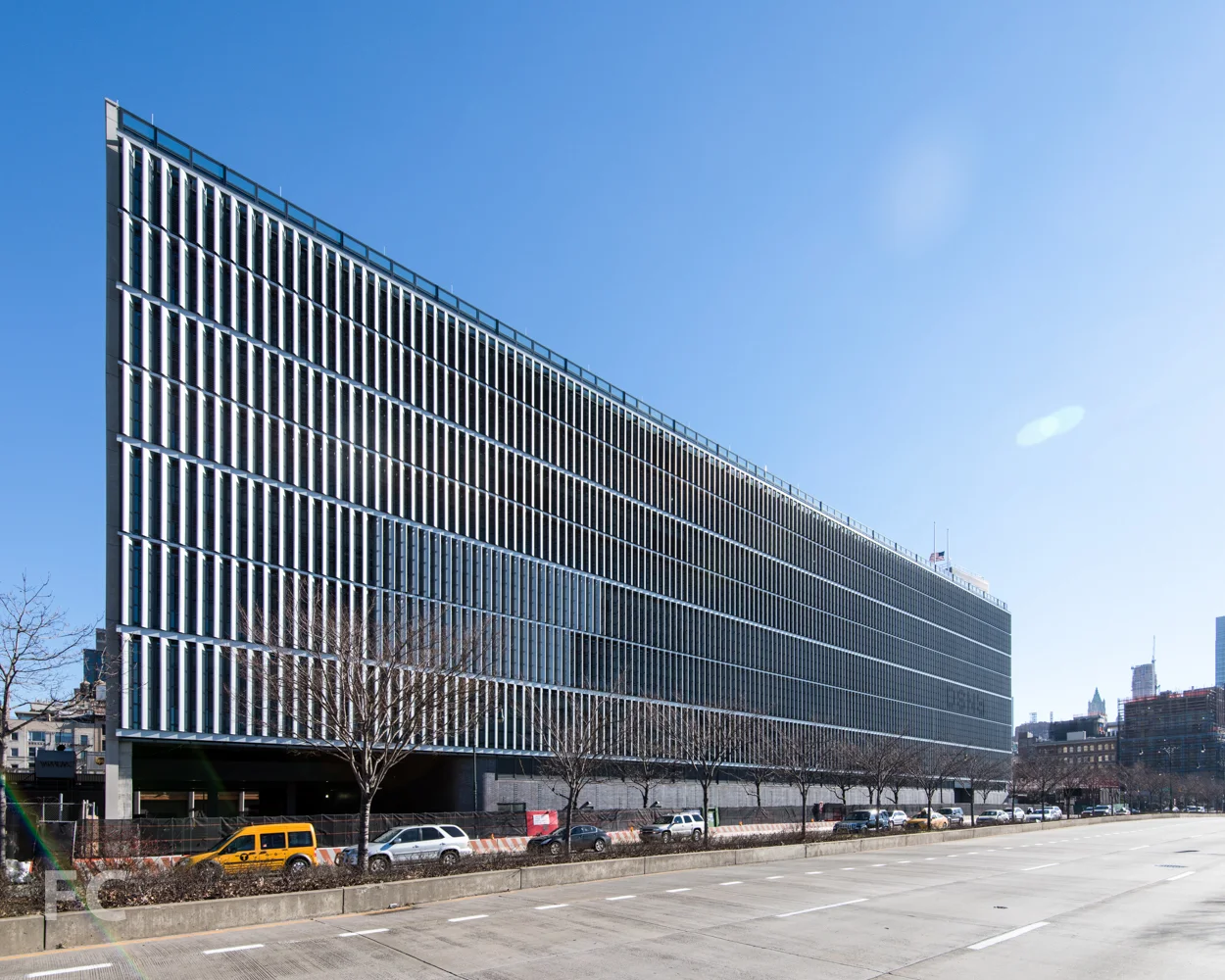 West facade of the garage from West Street.
