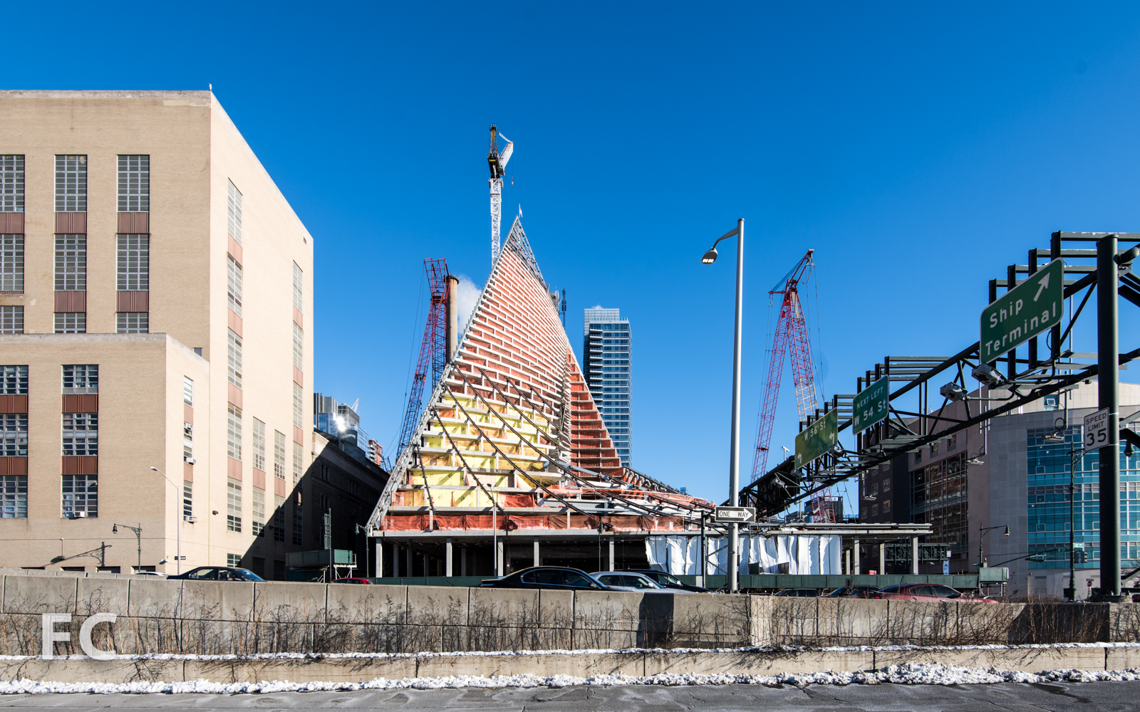 West facade from Hudson River Greenway.