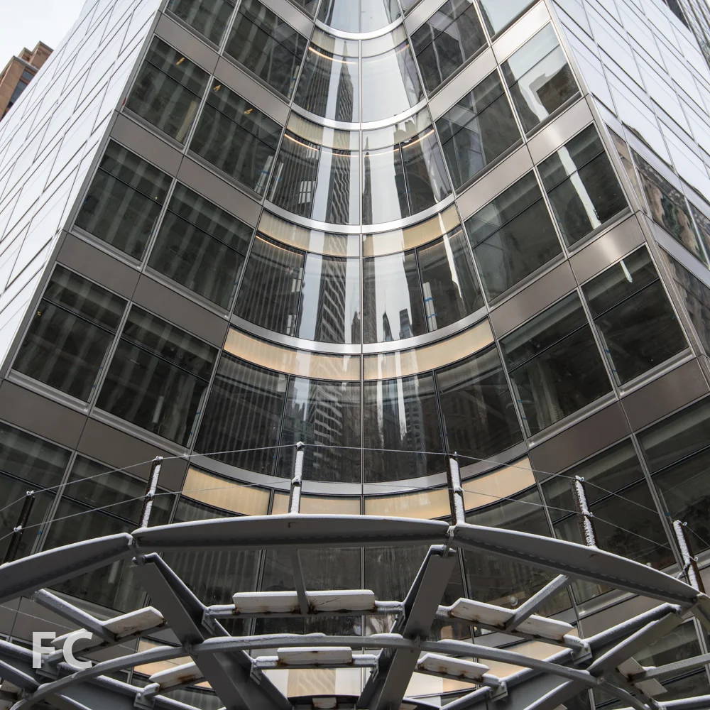 Detail of canopy and conical incision at the northeast corner.