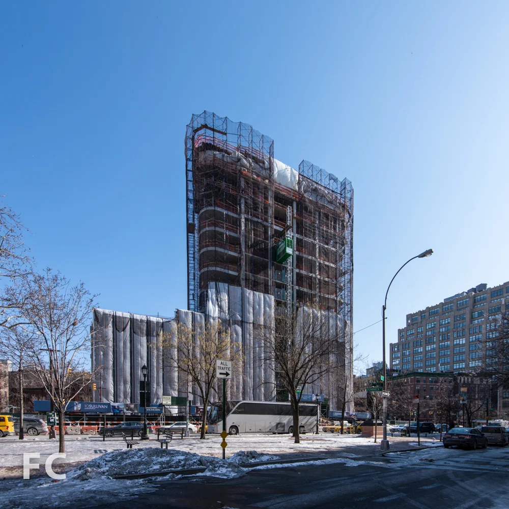 West façade from SoHo Square park.