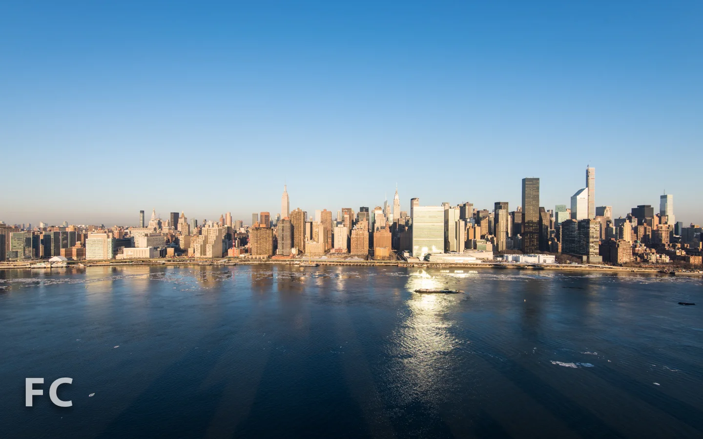 Manhattan skyline from the tower roof of Hunter's Point South Commons.