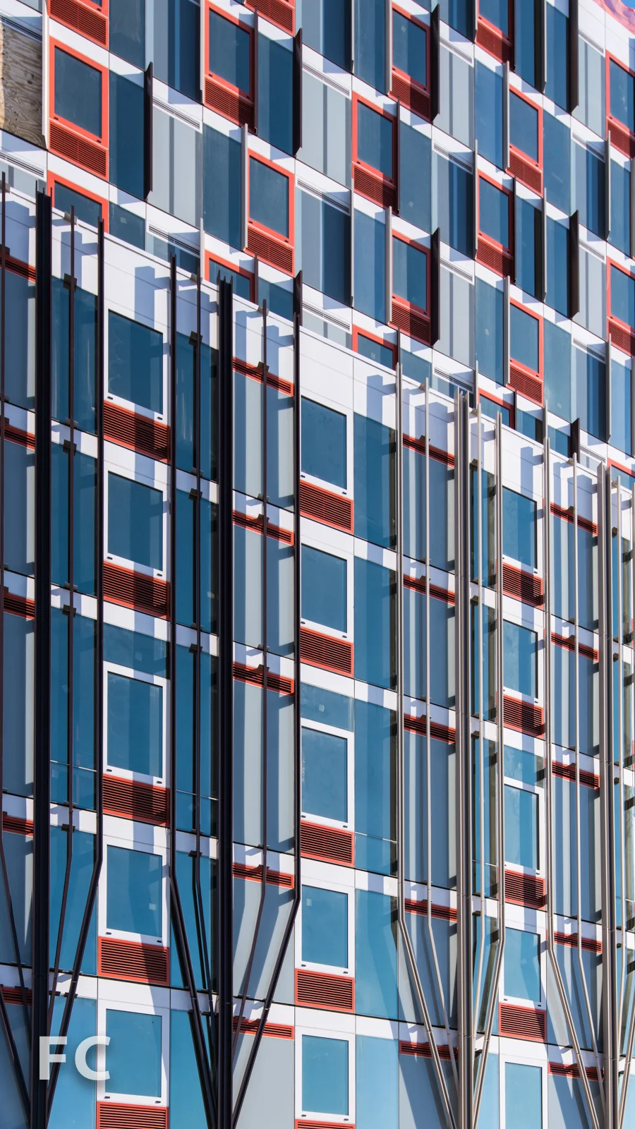 Facade detail on Hunter's Point South Commons's west facade.