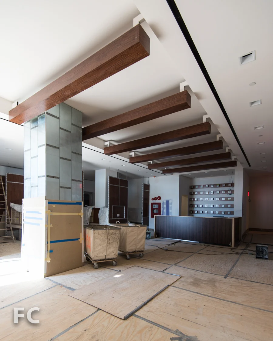 Future lobby of Hunter's Point South Crossing .