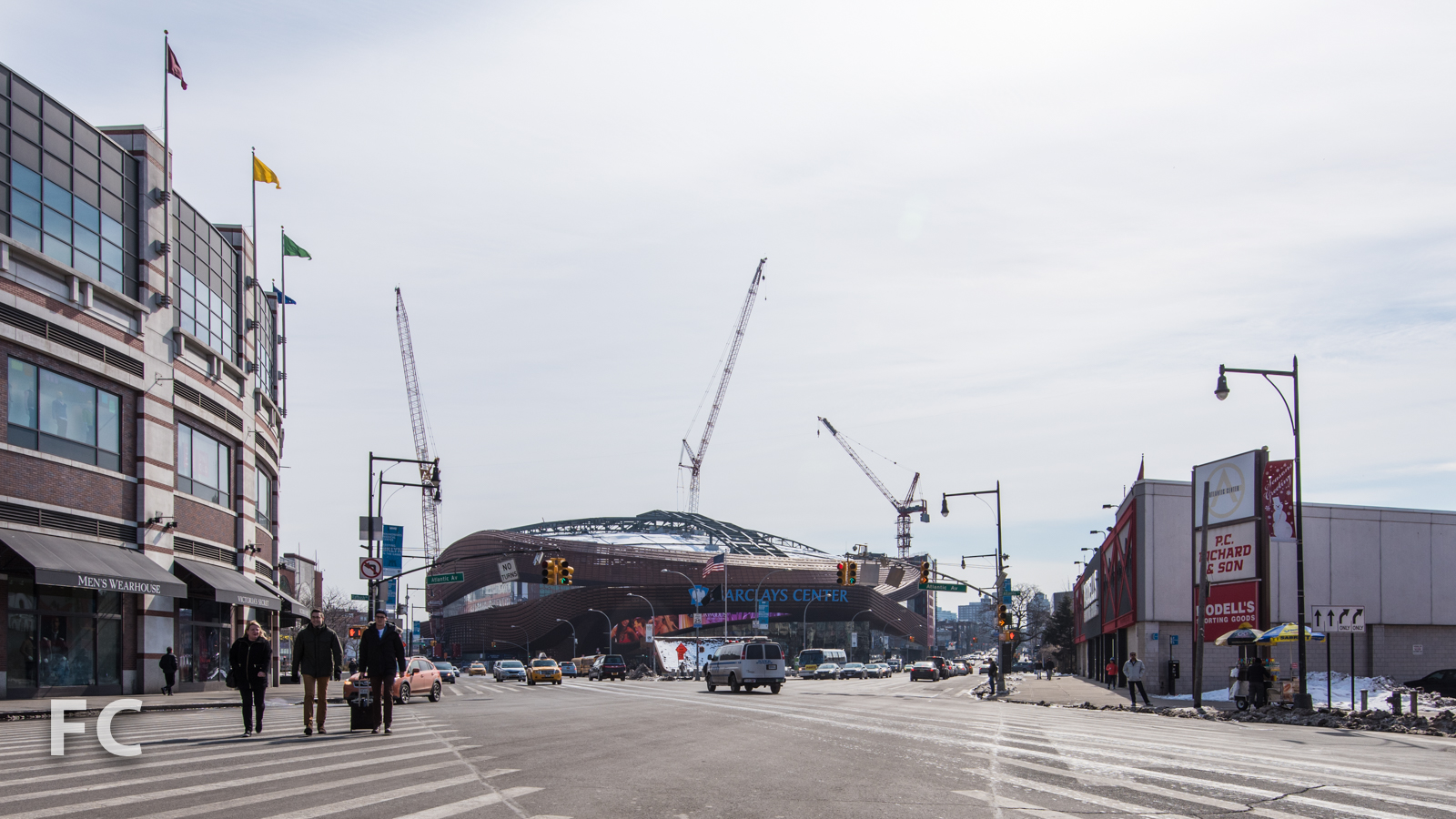Looking towards Barclays Center from the intersection of Flatbush and Atlantic Avenues.
