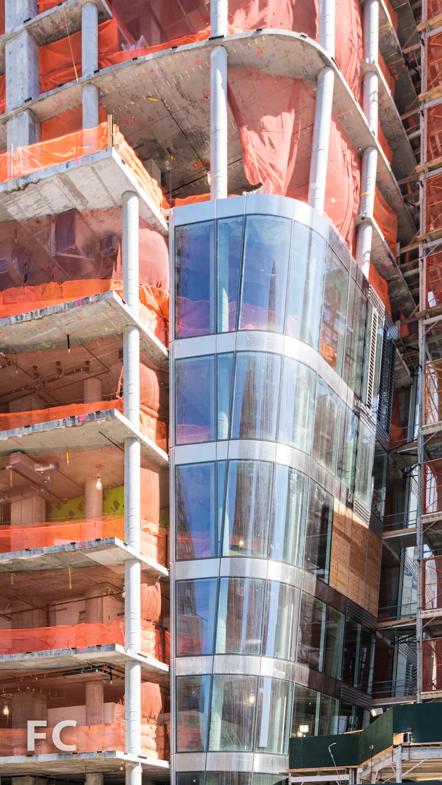 Detail of curtain wall at the southwest corner.