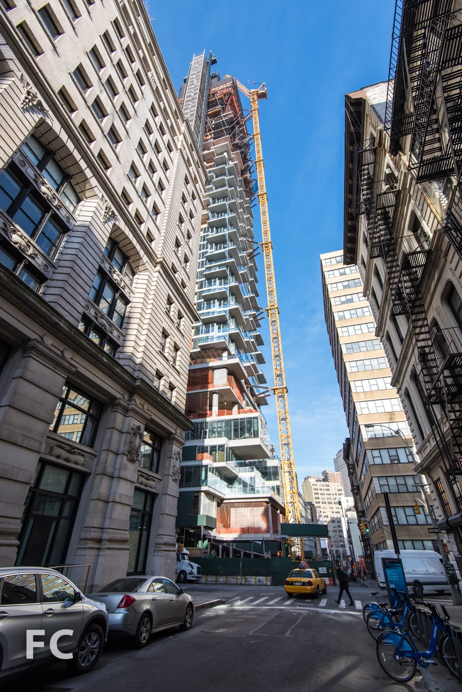Northeast corner from Leonard Street.