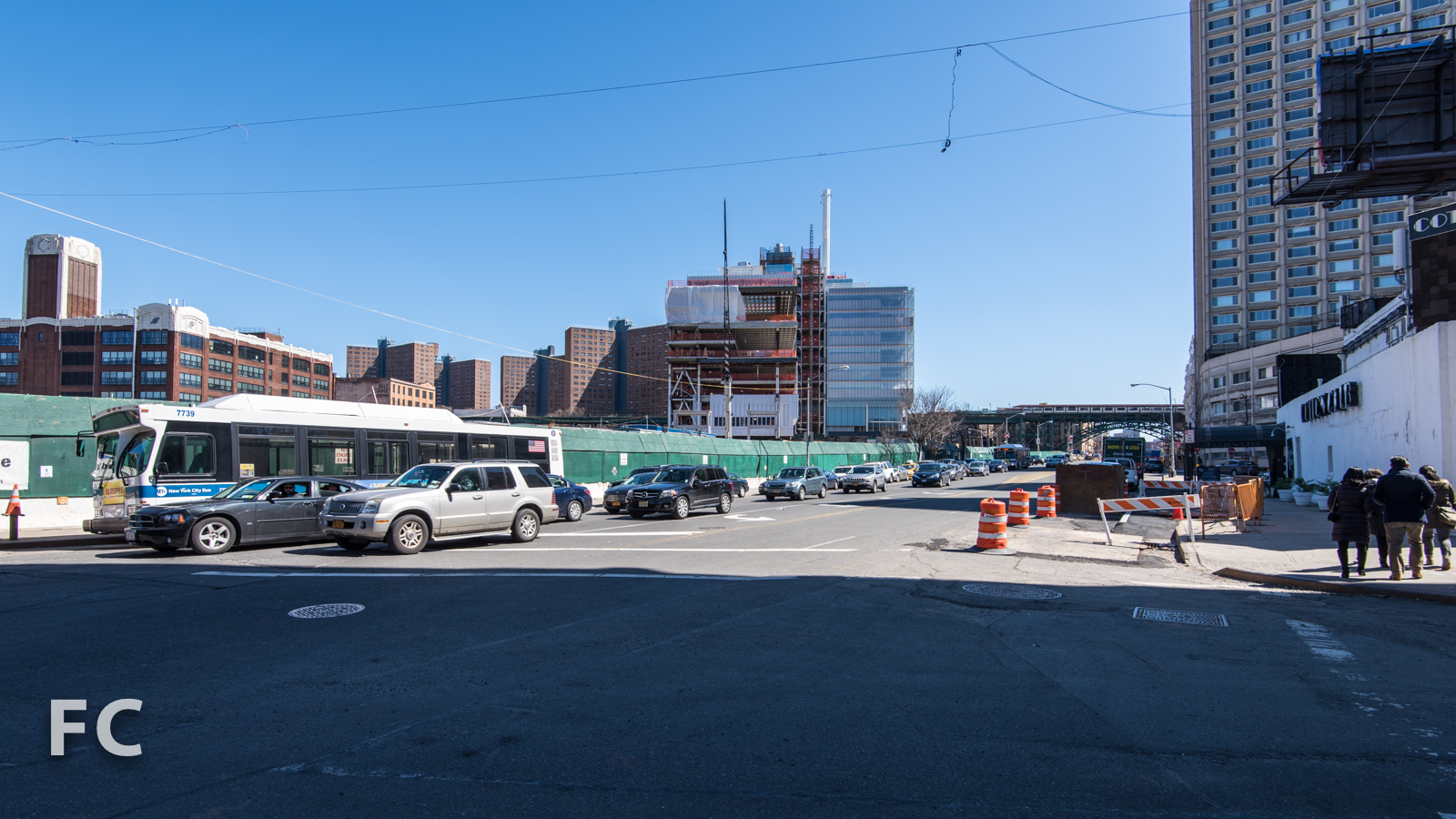 West facade of the Science Center (right) and the Center for the Arts (left) from West 125th Street.