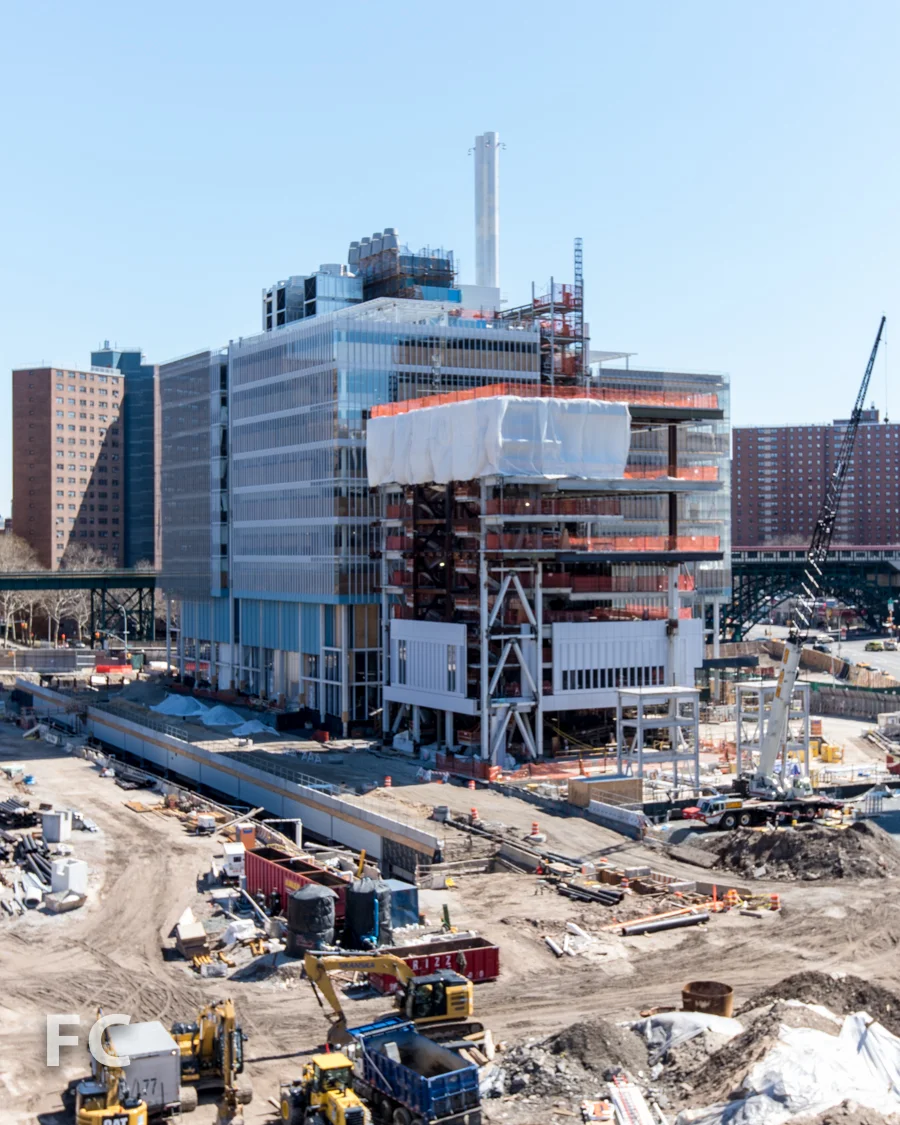 Northwest corner of the Science Center (left) and the Center for the Arts (right) from Riverside Drive.