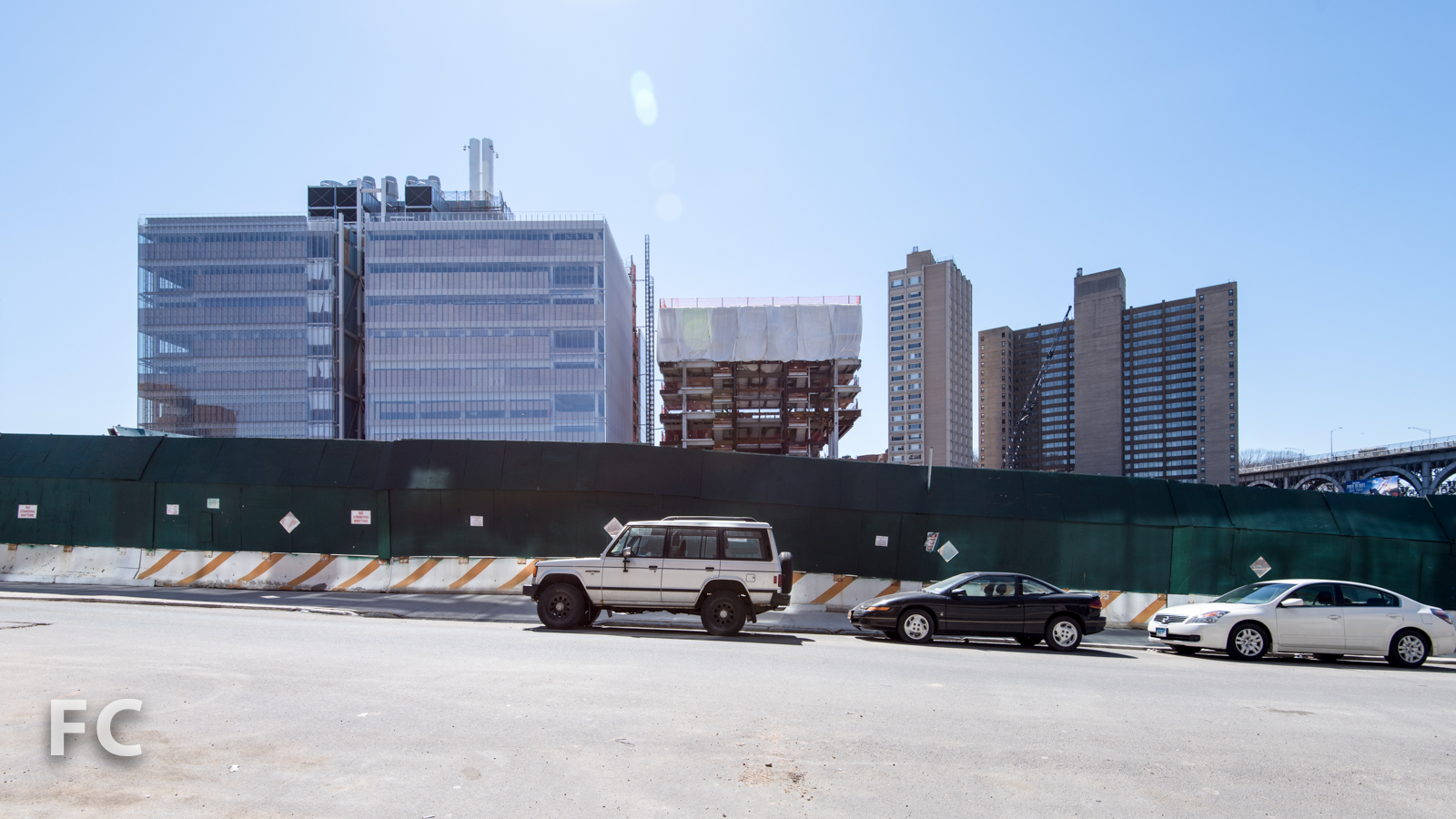 North facade of the Science Center (left) and the Center for the Arts (right) from West 131st Street.