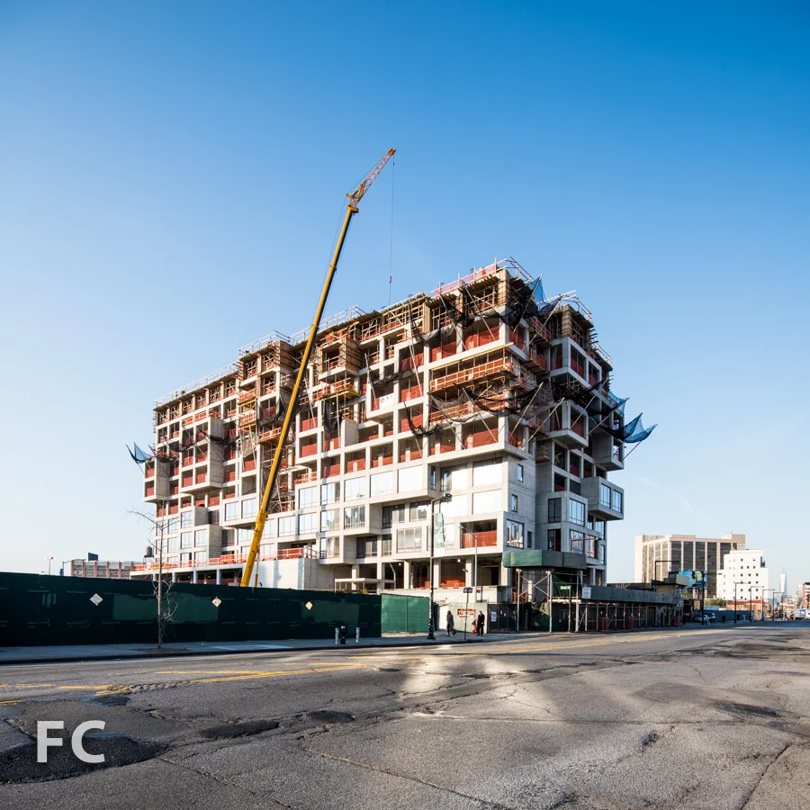 Northeast corner from Jackson Avenue.