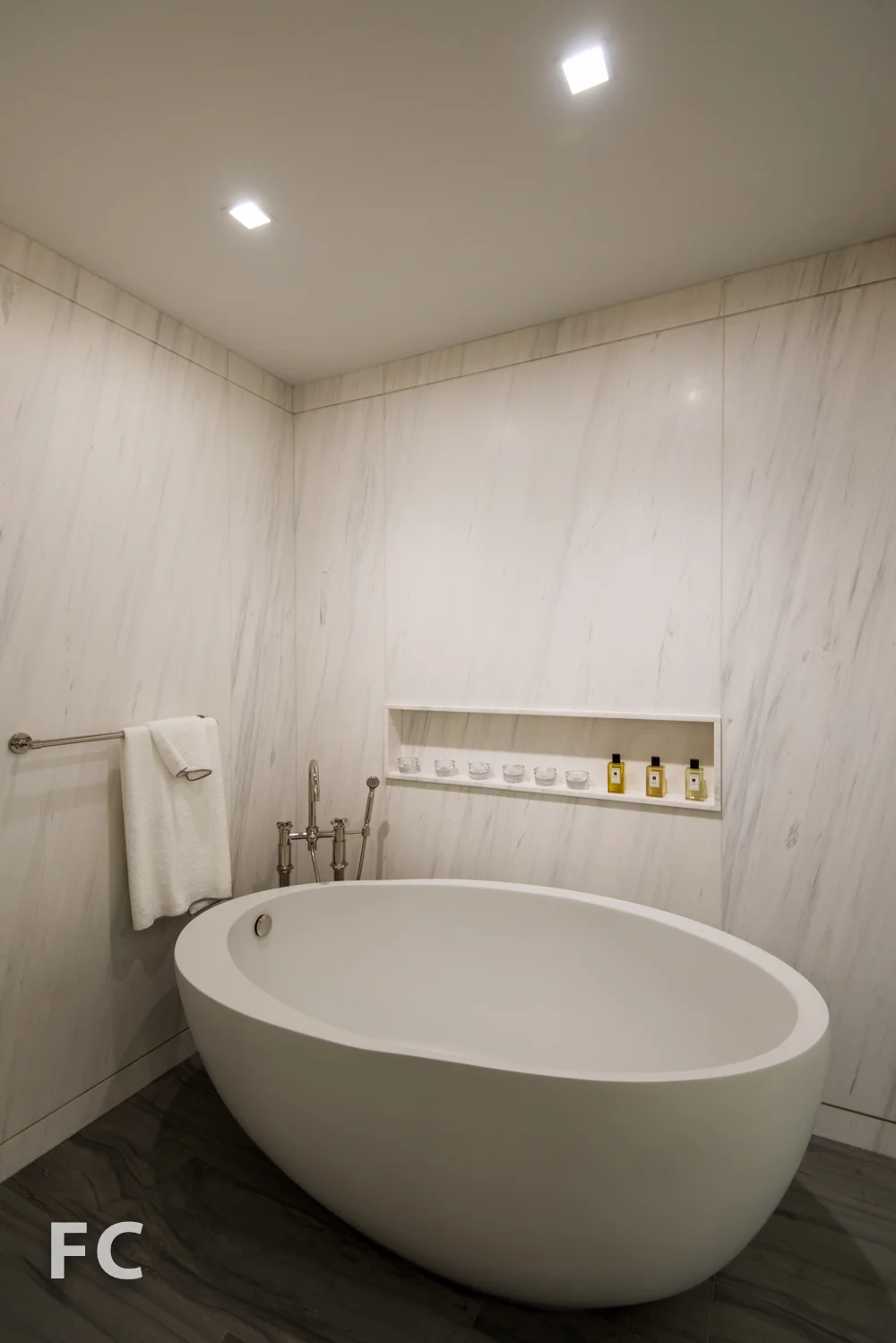 Freestanding 6 foot soaking tub.
