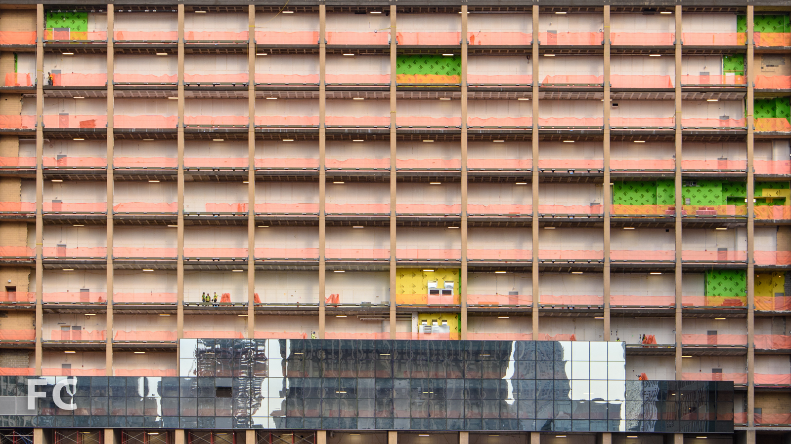 Detail of east facade curtain wall.