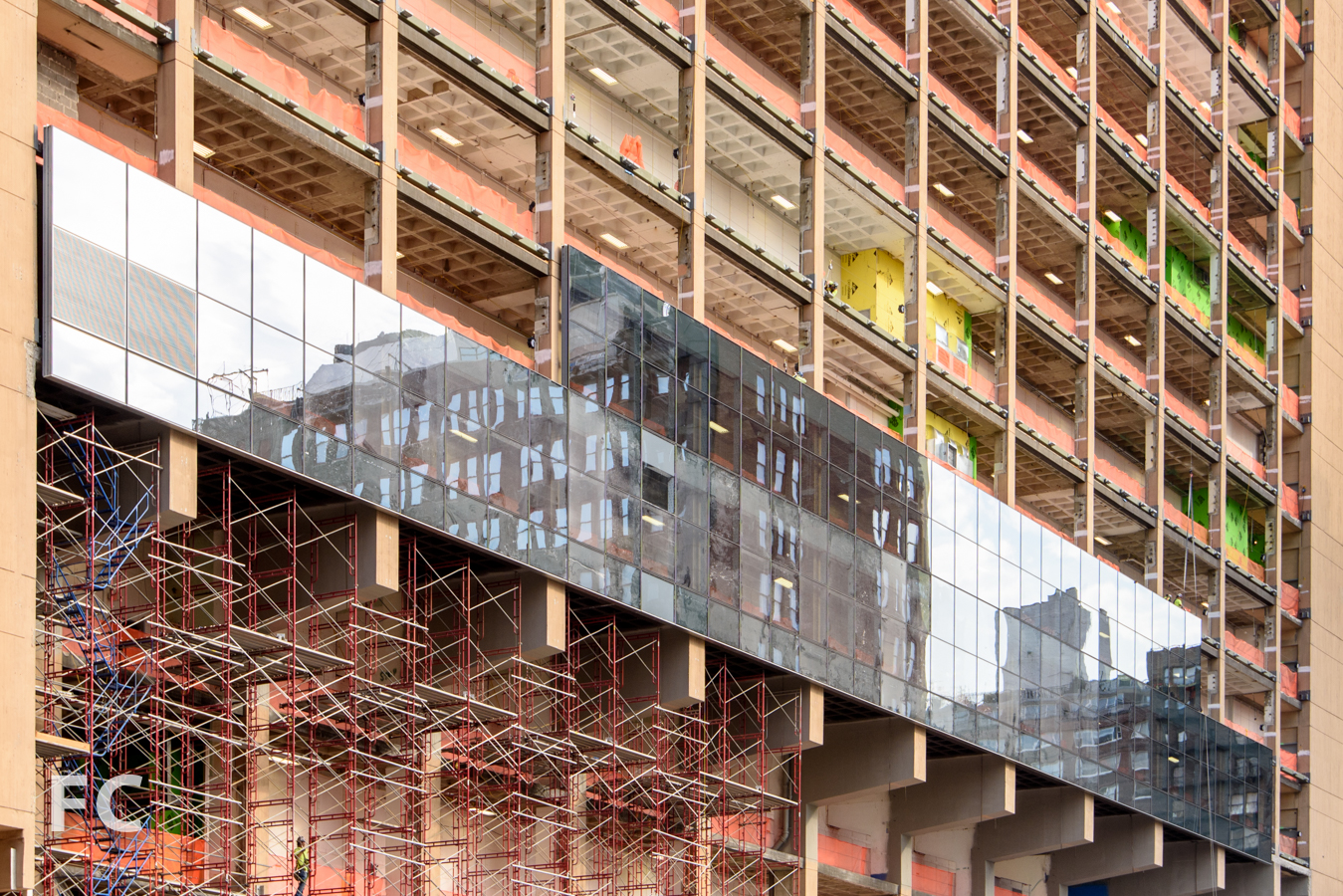 Detail of east facade curtain wall.