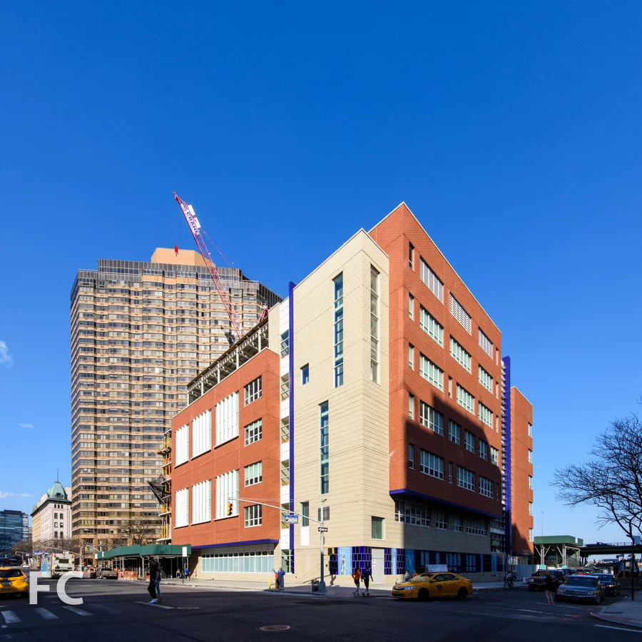 P.S. 281 at the southwest corner of the site from First Avenue.
