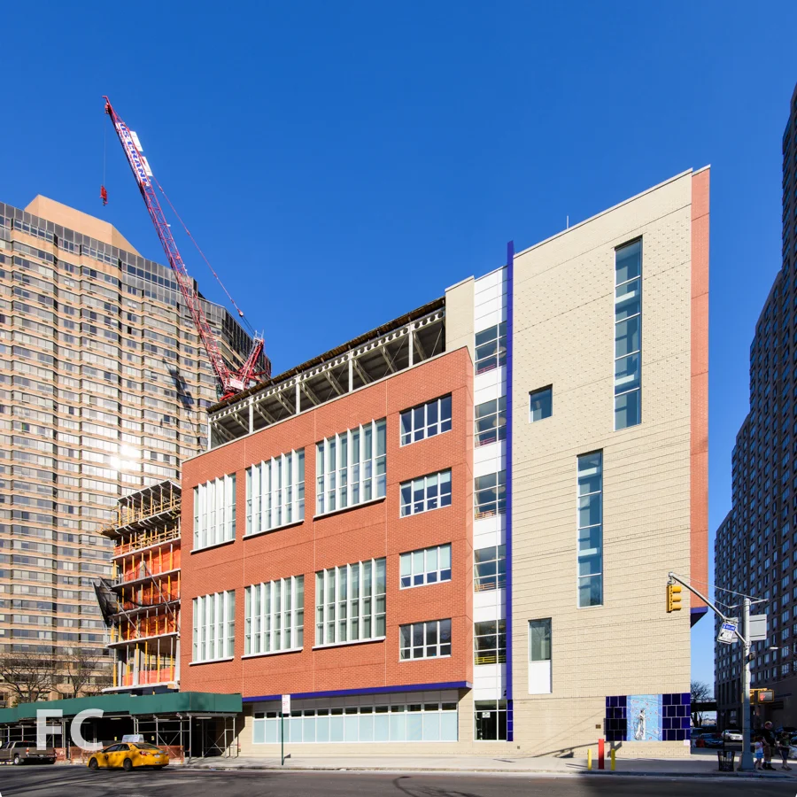 P.S. 281 at the southwest corner of the site from First Avenue.