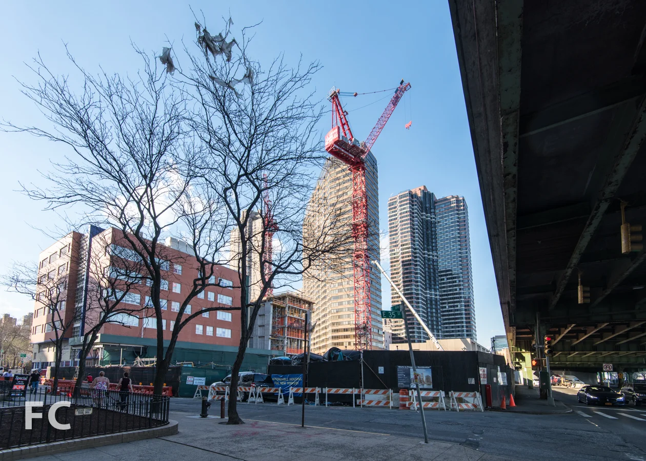 Southeast corner of the site from FDR Drive.
