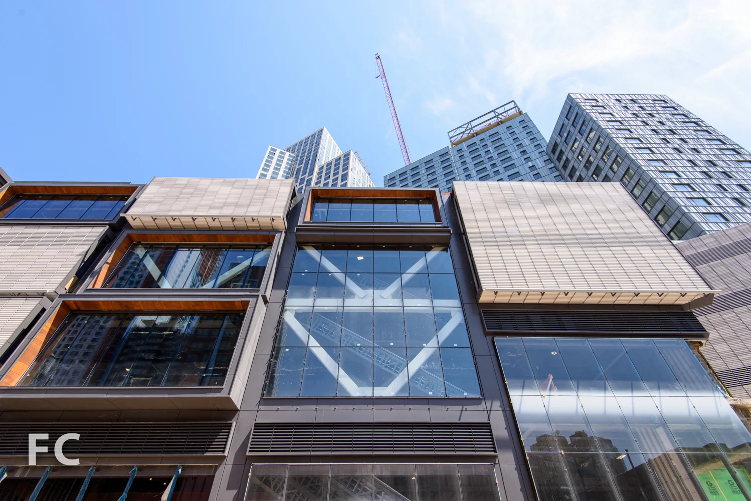 West facade of the Phase Two retail podium.