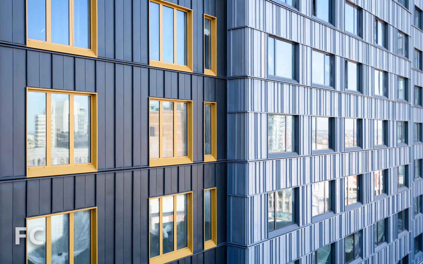 Detail of the affordable tower's facade.