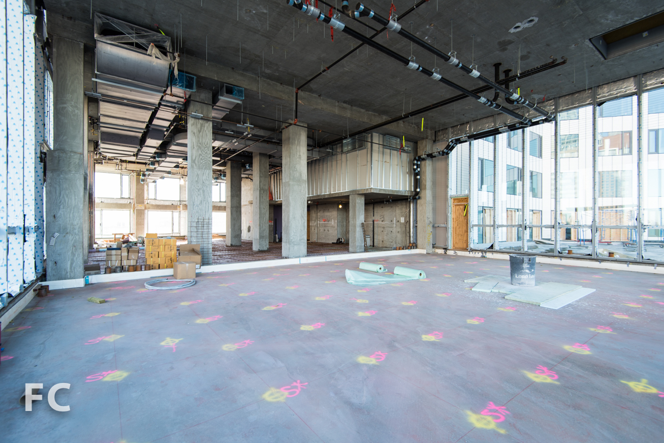 Basketball court and fitness center pavilion.