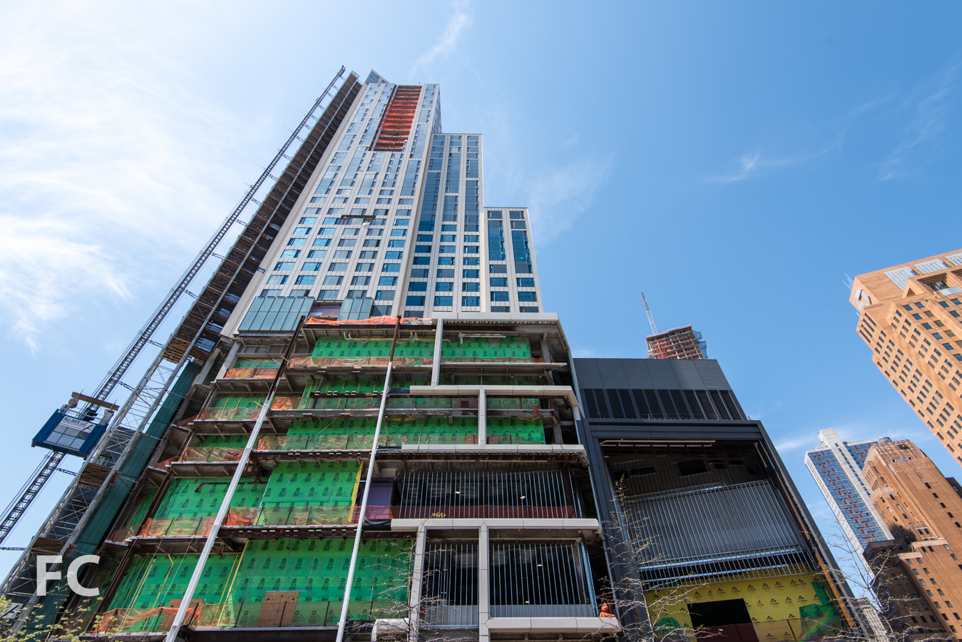 East facade of Phase Two from Flatbush Avenue.