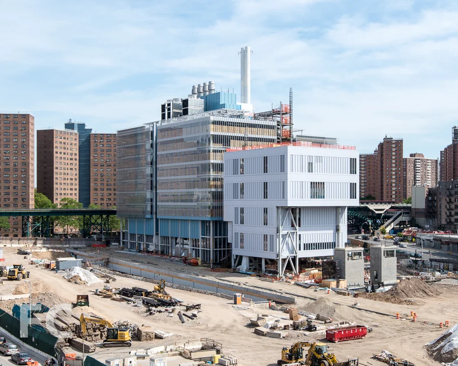 Northwest corner of the Science Center (right) and the Center for the Arts (left) from Riverside Drive.