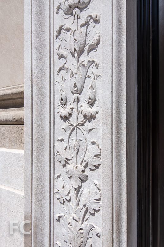 Exterior ornamentation at the entry door.&nbsp;