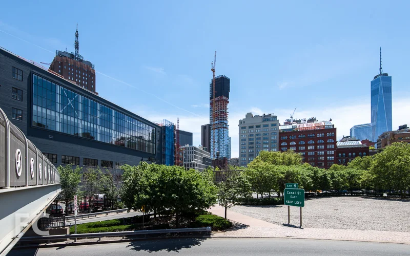 View of the northwest corner from the Laight Street bridge.