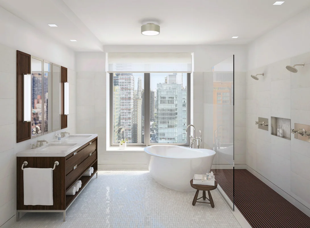 Rendering of the master bathroom. Rendering by Visual Unit Worldwide.