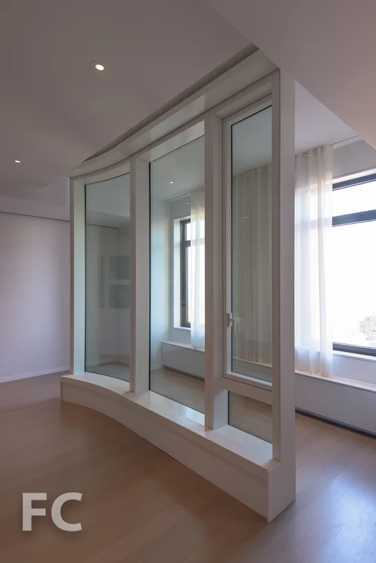 Curtain wall mockup in the sales gallery.