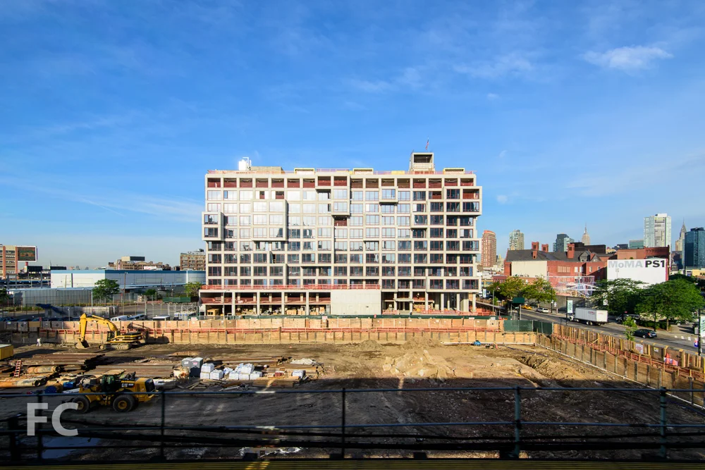East elevation with the former Five Pointz site in the foreground.
