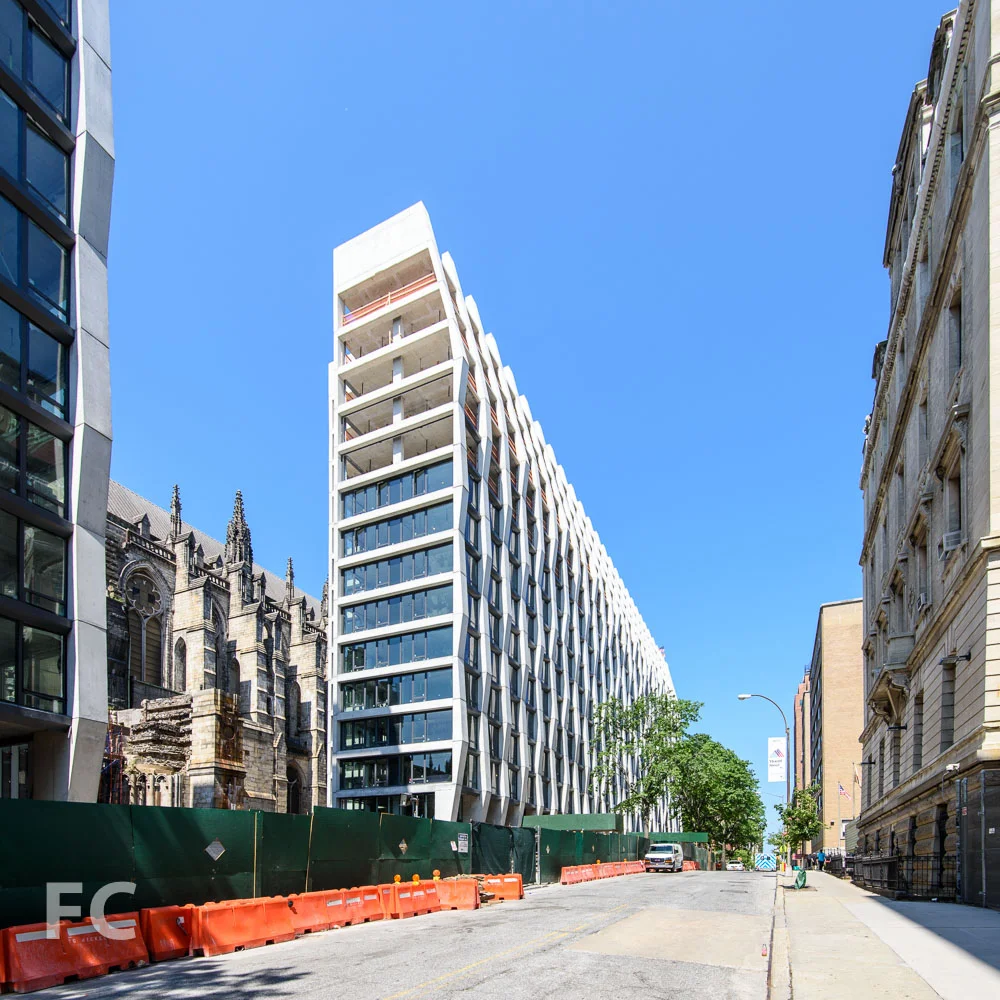 Northeast corner of the west tower from West 113th Street.