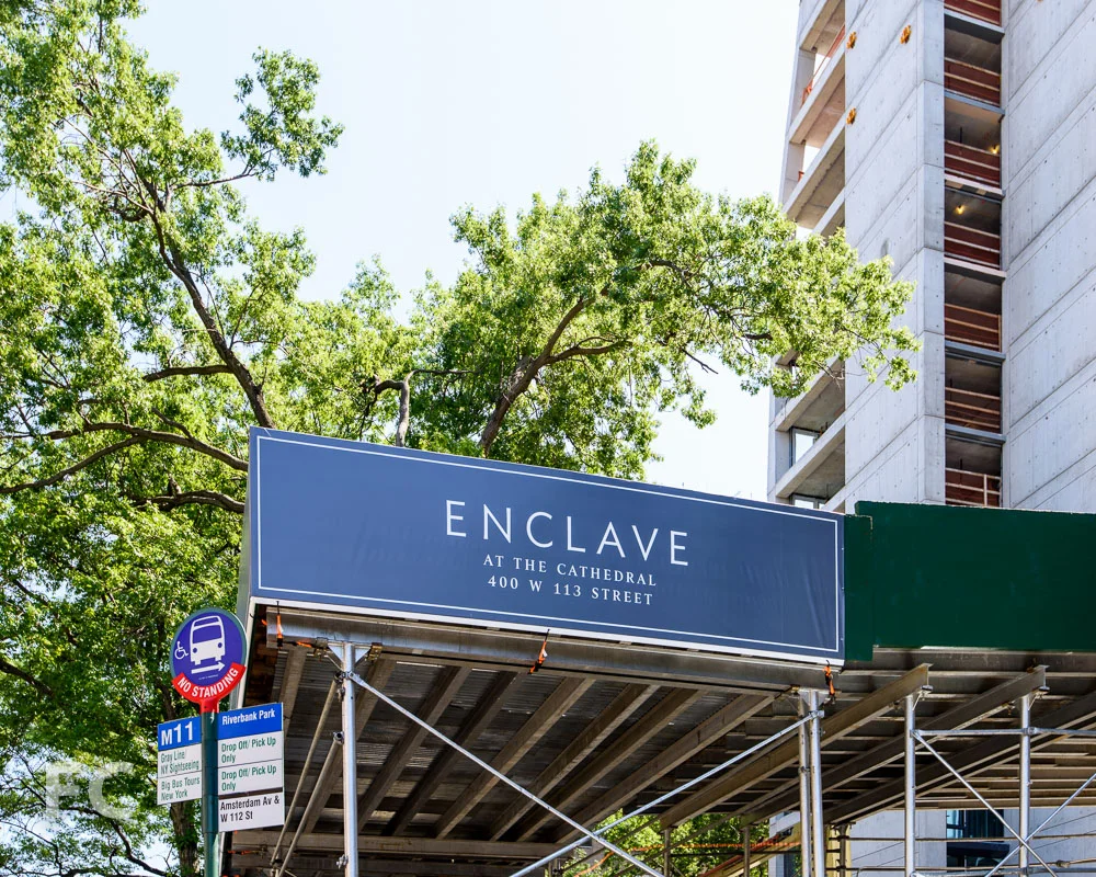 New site signage for the building identity.