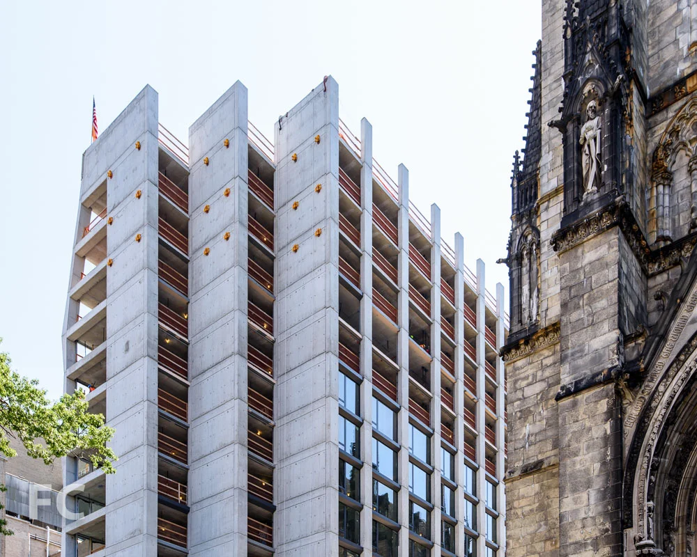 Southwest corner of the west tower from Amsterdam Avenue.