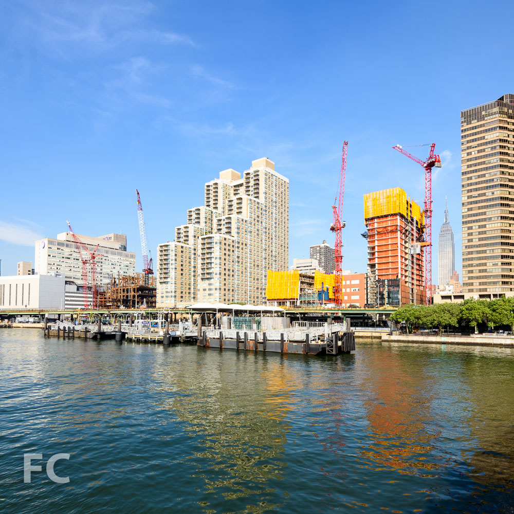 A view of the site from the East River.
