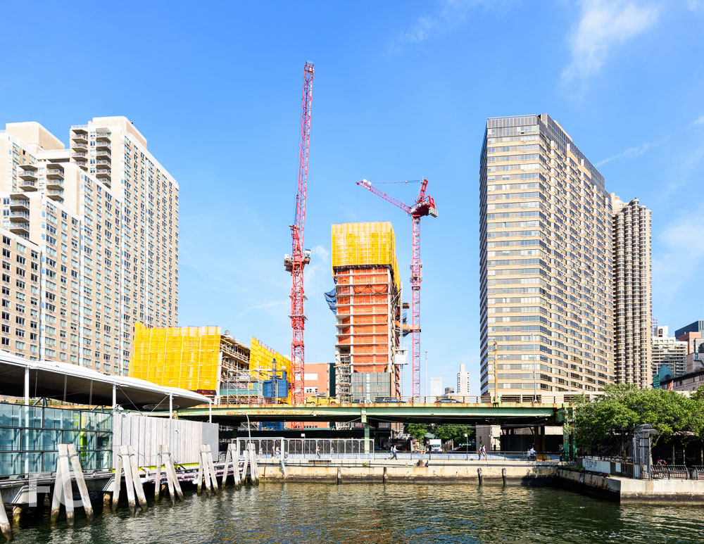 A view of the site from the East River.