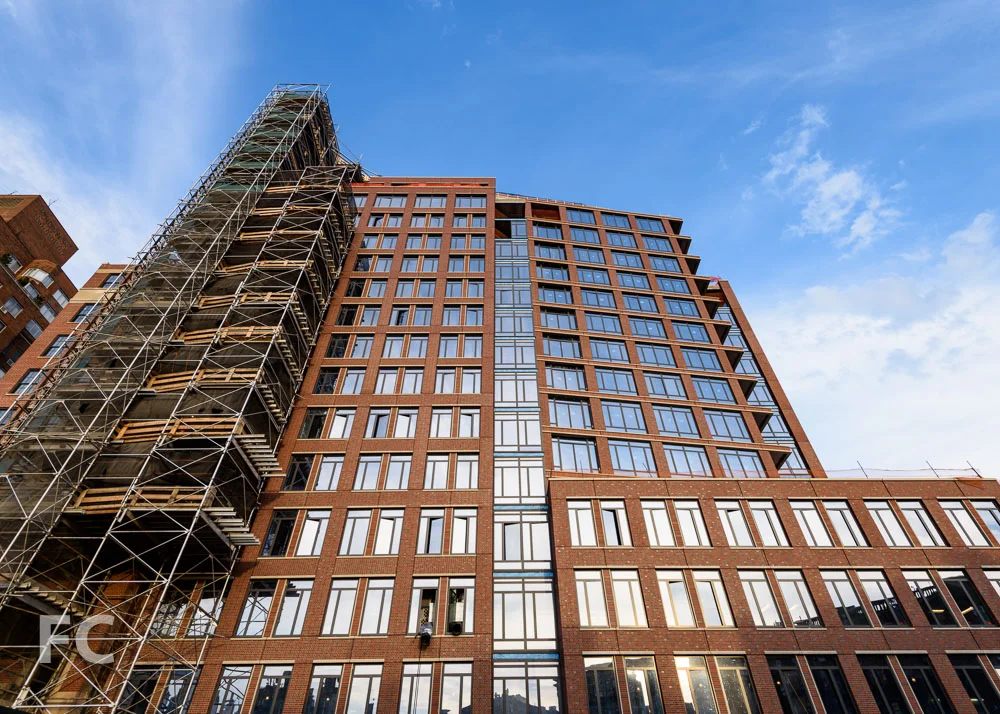 Looking up at the west façade of 155 West Eleventh Street.