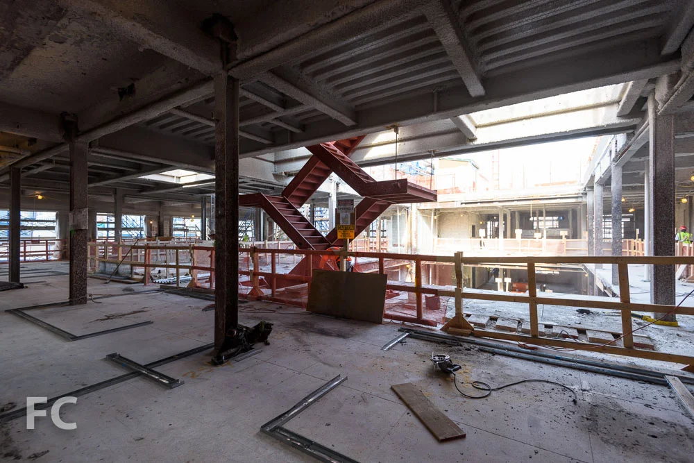 A view of the courtyard atrium from a residential unit.